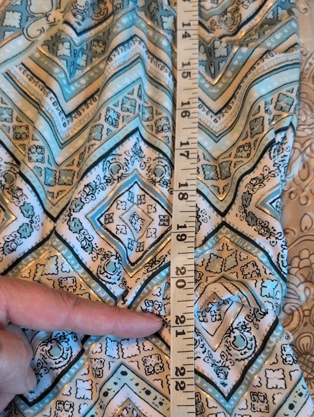 White House Black Market Blue and Cream Printed Mini Dress - Picture 8 of 8